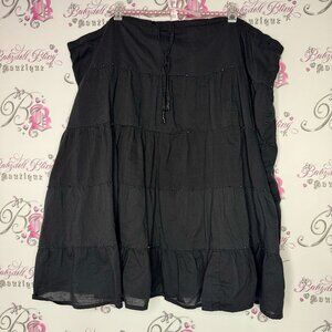 Stream skirt beaded embroidered ruffle tiered black tassle beaded waist tie boho